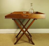 19TH C OAK BUTLERS TRAY & STAND