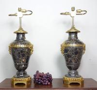 A LARGE PAIR OF 19TH C LAMPS