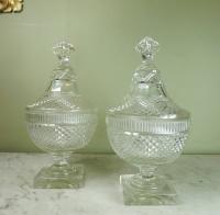 EARLY 19TH C GLASS VASES & COVERS