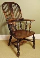 Generous 19th C High-backed Oak & Elm Windsor Chair