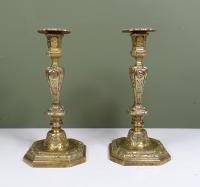 PAIR OF 18TH C GILT BRONZE CANDLESTICKS