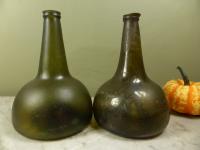 PAIR OF 18TH C ONION WINE BOTTLES
