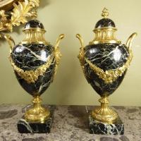 PAIR OF 19TH C MARBLE & ORMOLU VASES