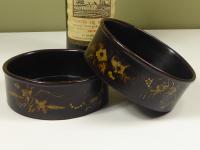 PAIR OF 19TH C PAPIER MACHE COASTERS