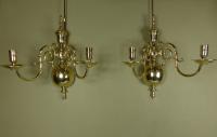 PAIR OF BRASS WALL SCONCES
