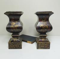 PAIR OF EARLY TOLE VASES