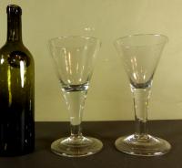 PAIR OF LARGE 18TH C WINE GLASSES