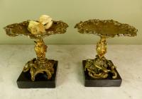 PAIR OF REGENCY BRONZE & ORMOLU TAZZA