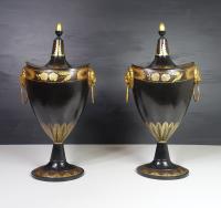 PAIR OF REGENCY TOLE CHESTNUT VASES
