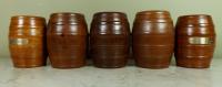 SET OF 5 MINIATURE TEAK BARRELS