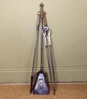 SET OF EARLY 19TH C STEEL AND BRASS FIRE TOOLS